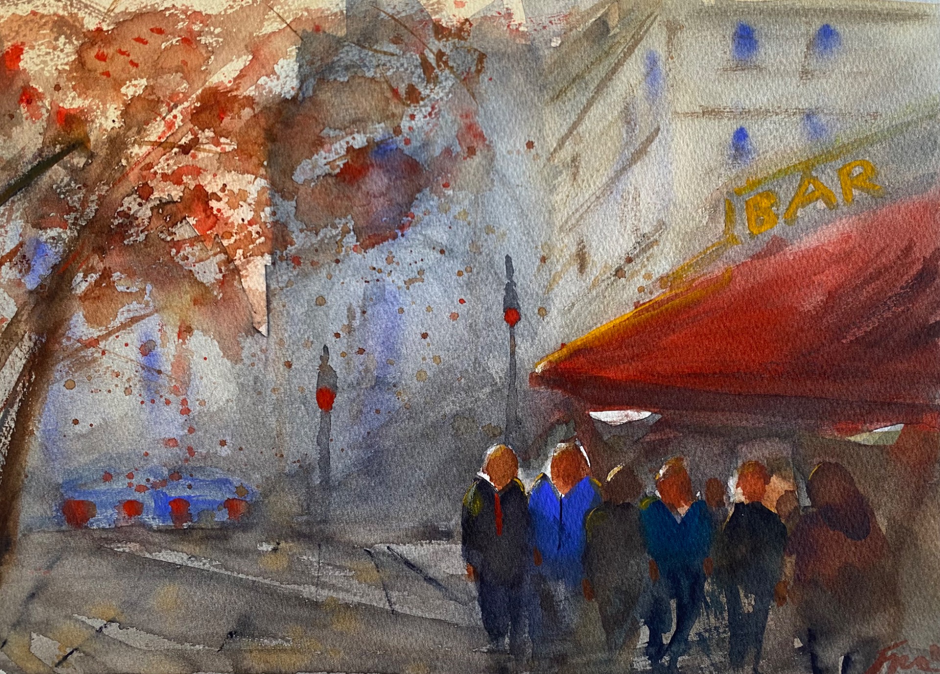 "Höstbaren" Akvarell på papper, 36 x 26cm, Signerat original - Pris: 2800kr