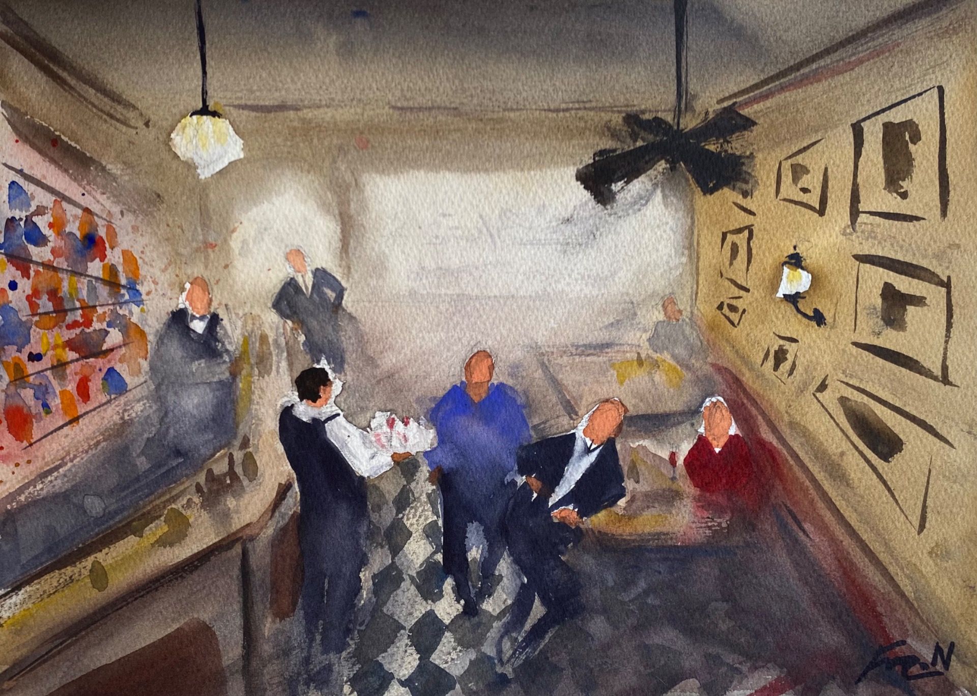 "Bardisken" Akvarell på papper, inramad, 36 x 26cm, Signerat original - Pris: 4000kr