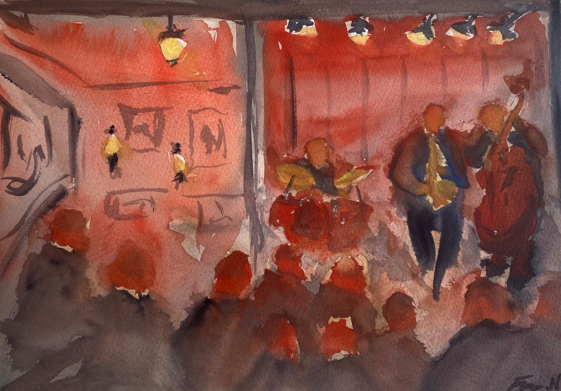 "Bra stämning" Akvarell på papper, 36 x 26cm, Signerat original - Pris: 2800kr