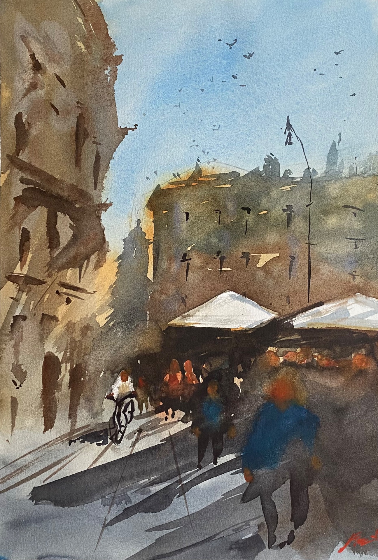 "Blå tröja" Akvarell på papper, 29,7 x 42cm, Signerat original - Pris: 3800kr