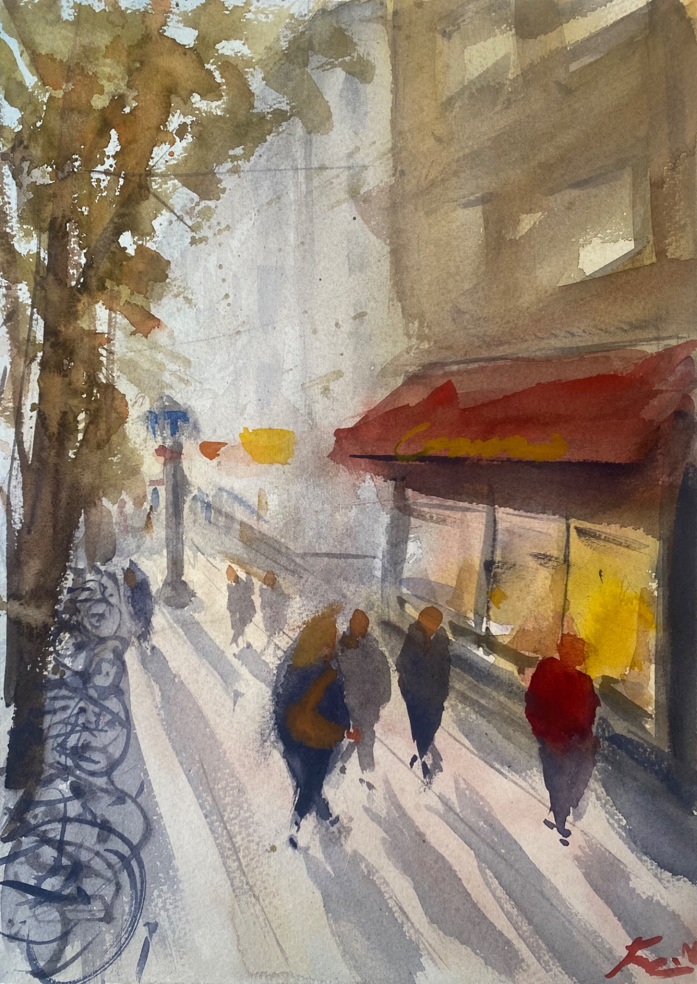 "Gunnarsons på söder" Akvarell på papper, 26 x 36cm, Signerat original - Pris: 2800kr